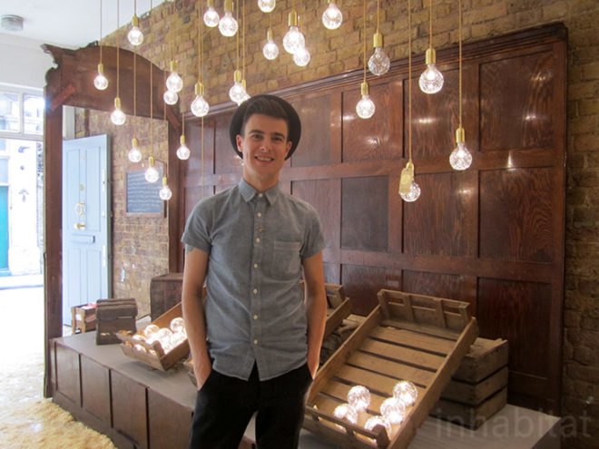 Lee Broom, London design, London Design Festival, Crystal Bulb, Crystal Bulb Shop, Crystal Light, LED Light, British crafts, upcycled display, reclaimed design, salvaged shop fittings