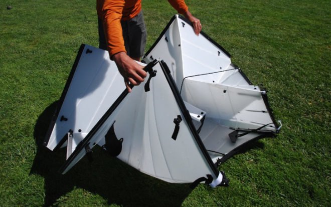 oru the origami kayak, anton willis, kayak, polyehtylene, boat, origami, folds
