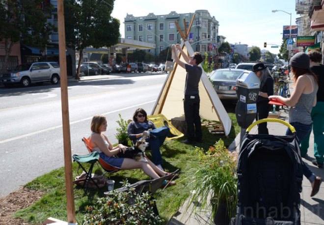 Alite Designs, Curiosity Shoppe, CCA, san francisco, park(ing) day, parking day, pop-up park, public space, urban design, green design, sustainable design, gardening, parking meter park, parklet, rebar studio, public art, urban intervention