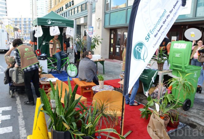 sf environment, san francisco, park(ing) day, parking day, pop-up park, public space, urban design, green design, sustainable design, gardening, parking meter park, parklet, rebar studio, public art, urban intervention, art