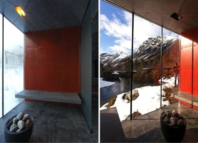 River Sauna, Norway, Juvet Landscape Hotel, Minimalist, subterranean, earth-covered, green design, sustainable design, eco-design, Jensen & Skodvin, natural materials, small footprint,