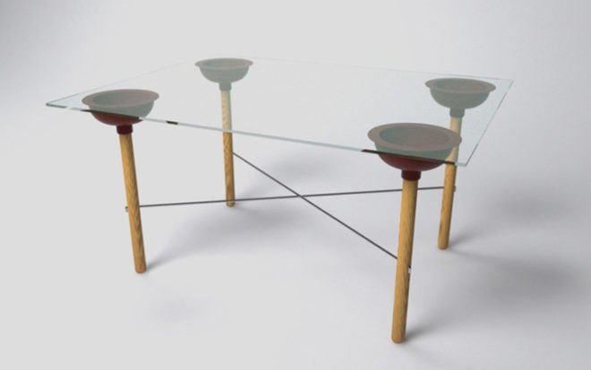 sucker, table, sam lofgren, sweden, adhocism, toilet plunger