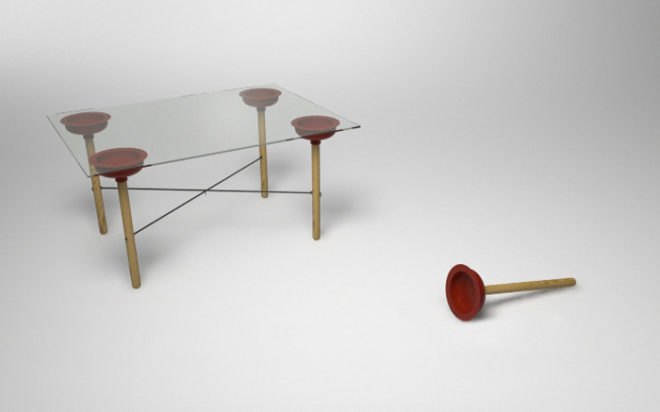 sucker table, plunger, toilet, sam lofgren, adhocism, furniture