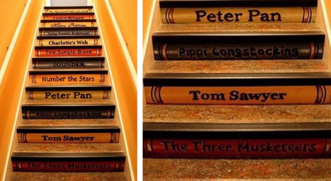 Storybook Staircase, staircase, stairs, sustainable design, green design, green building, green architecture, sustainable architecture, eco stairs, stair porn, innovative staircases, imaginative staircases, multifunctional staircases, recycled staircase