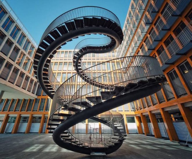 Spiral Staircase to Nowhere, Olafur Eliasson, munich, staircase, stairs, sustainable design, green design, green building, green architecture, sustainable architecture, eco stairs, stair porn, innovative staircases, imaginative staircases, multifunctional staircases, recycled staircase