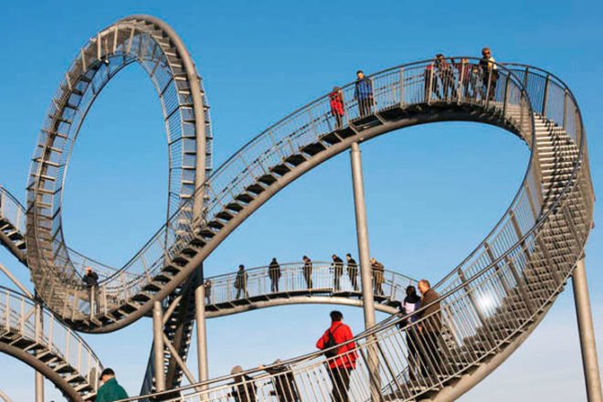 Flying Roller Coaster Staircase, Ulrich Genth, Heike Mutter, staircase, stairs, sustainable design, green design, green building, green architecture, sustainable architecture, eco stairs, stair porn, innovative staircases, imaginative staircases, multifunctional staircases, recycled staircase