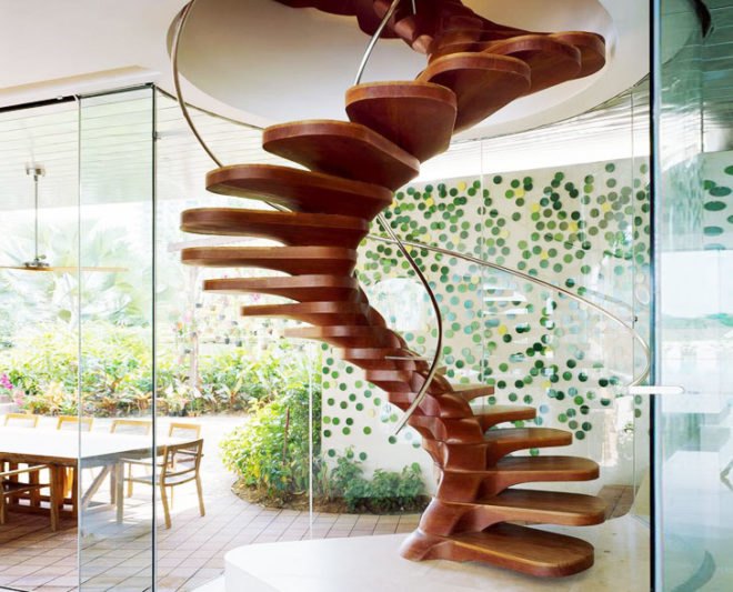 Wood Spiral Staircase, Patrick Jouin, staircase, stairs, sustainable design, green design, green building, green architecture, sustainable architecture, eco stairs, stair porn, innovative staircases, imaginative staircases, multifunctional staircases, recycled staircase