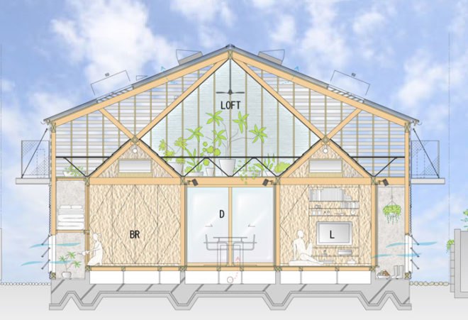 green design, eco design, sustainable design, Outside house, Outside (Outside) ((Outside)) House, aa+h architects, double house, polycarbonate panels, Japanese architecture