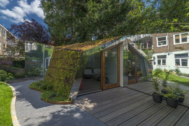 Amsterdam, Garden Studio, CC-Studio, watergraasfmeer, green roof, sedum, mirrors, eco studio