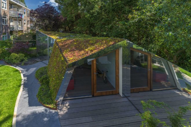 Amsterdam, Garden Studio, CC-Studio, watergraasfmeer, green roof, sedum, mirrors, eco studio