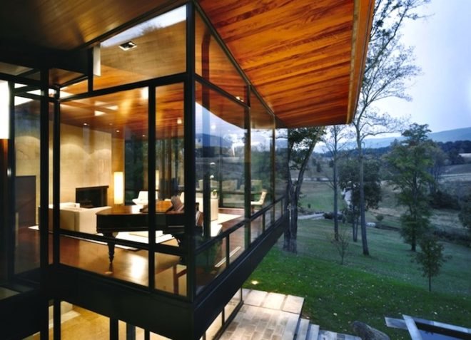 Geothermal energy, renewable energy, Charlottesville, Virginia, Voorsanger Architects, Blue Ridge House, clean energy, glazing, passive design, green design, farm, Albermarle Country, sustainable design, eco-design