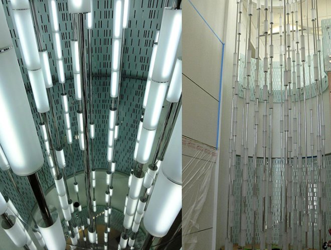 green design, eco design, sustainable design, LED light sculpture, Cecil Balmond, Crime Detection Laboratory Anchorage, Snow Words, Alaska, Light sculpture, eco art