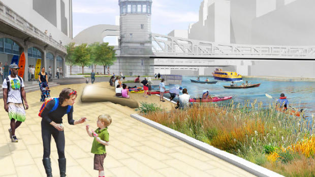 Chicago riverwalk, Chicago river, Chicago river walk, Wacker Drive, Chicago, landscape architecture