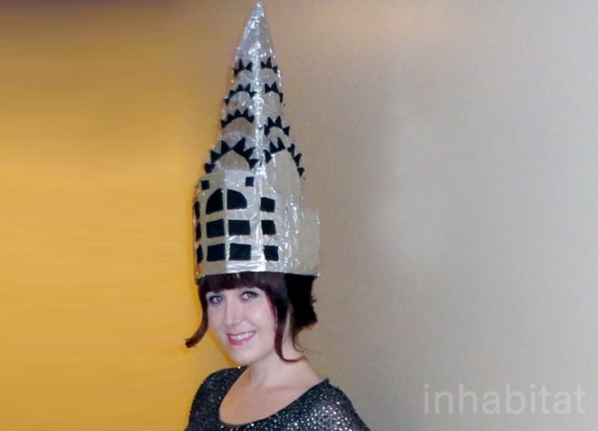 green design, eco design, sustainable design, DIY Halloween Costume, Chrysler Building Costume, Green Halloween, architecture costume, green halloween costumes, Art Deco costumes