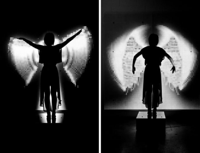 green design, eco design, sustainable design, LED sculpture, Victoria and Albert Museum, Cinimod Studio, Ice Angel, interactive LED installation, Angel WIngs