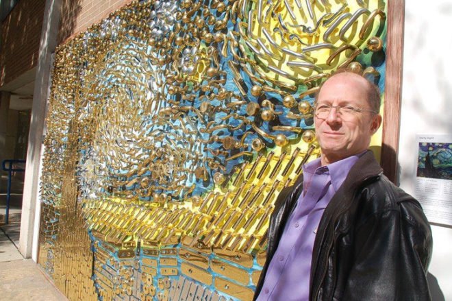 green design, eco design, sustainable design, Starry Night, Vincent Van Gogh, Union Hardware, David Goldberg, recycle art, door knob Starry Night, hardware mural, Bethesda Maryland attractions