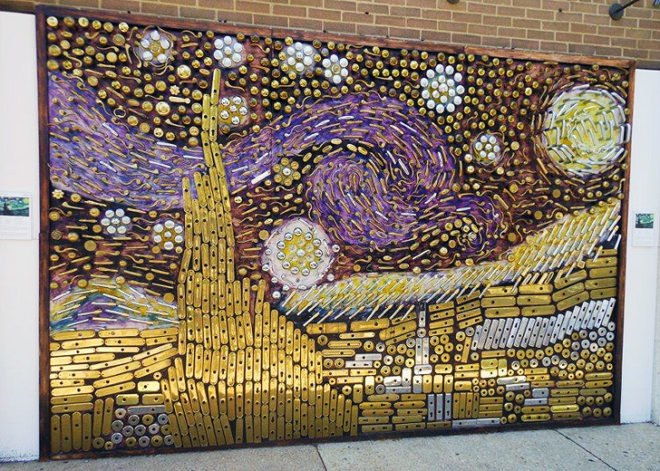 green design, eco design, sustainable design, Starry Night, Vincent Van Gogh, Union Hardware, David Goldberg, recycle art, door knob Starry Night, hardware mural, Bethesda Maryland attractions