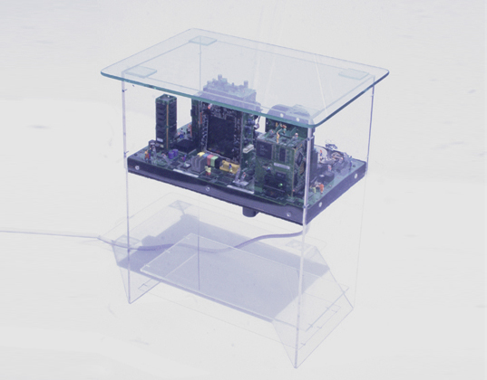 Electri-City Coffee Table, Benjamin Yates, recycled materials, recyclable design, green design, electronic waste, interactive furniture, acrylic tables, sustainable design