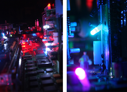 Electri-City Coffee Table, Benjamin Yates, recycled materials, recyclable design, green design, electronic waste, interactive furniture, acrylic tables, sustainable design