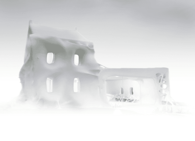 Prison, renovation, Berdaguer & Péjus, Gue(oh)st House, Marcel DuChamp, France, spooky house, halloween, house with a spooky white veil, green design, sustainable design, eco-design