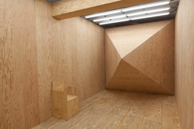 Julian Hoeber, Gravitational Mystery Spots, Chelsea Galleries, Harris Lieberman, Demon Hill #2, trick of architecture, light and shade art