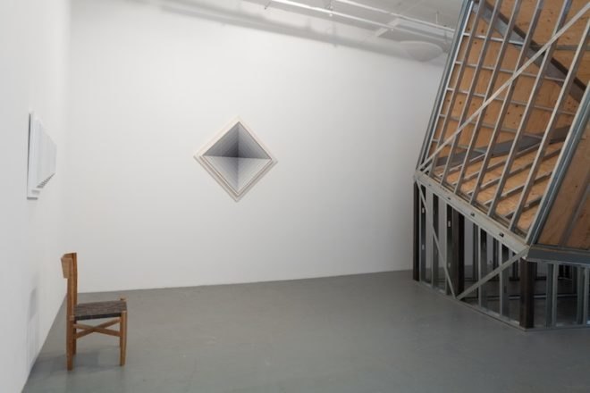 Julian Hoeber, Gravitational Mystery Spots, Chelsea Galleries, Harris Lieberman, Demon Hill #2, trick of architecture, light and shade art