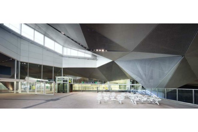 Logrono High Speed Station, Abalos Sentkiewicz Arquitectos, high speed rail, high speed train station, train station, rail station, daylighting, green roof, public park