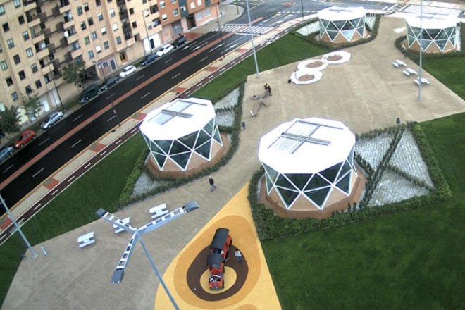 Logrono High Speed Station, Abalos Sentkiewicz Arquitectos, high speed rail, high speed train station, train station, rail station, daylighting, green roof, public park
