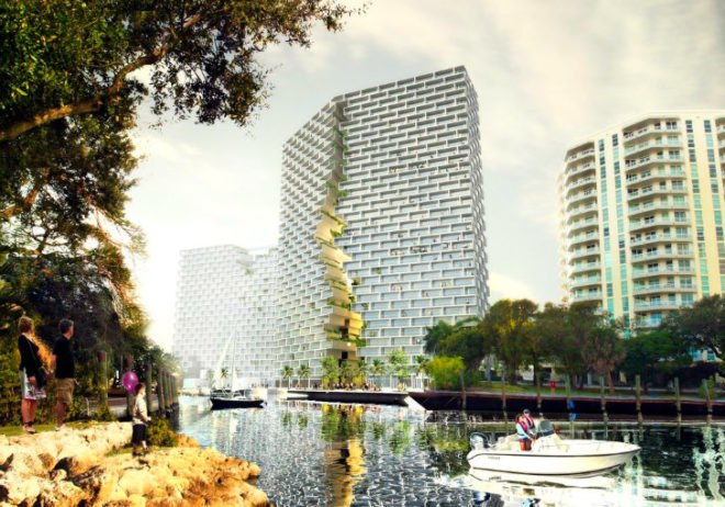 Marina Lofts, BIG, ft. lauderdale, residential development, new river, tree preservation, hanging gardens