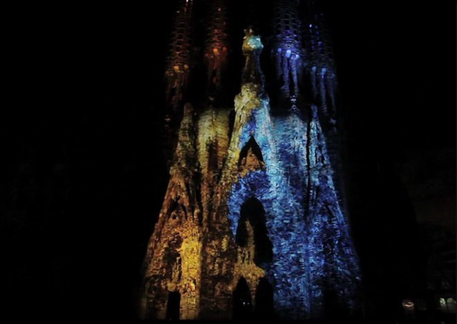 X-Agora Playback system, green design, eco design, sustainable design, Sagrada Familia, Moment Factory, Antoni Gaudi, Barcelona, Ode a la Vie, La Merce Festival, light installation