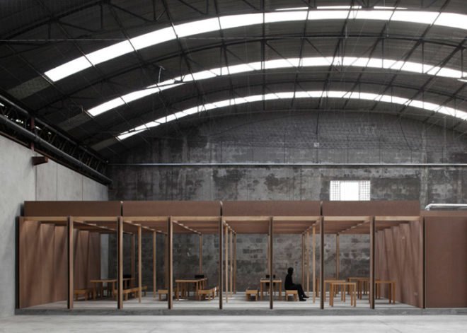 Comoco Architects, Portugal, N10 Sports Facility, Coimbra, Soccer, renovation, warehouse, interior space, soccer field, MDF boards,