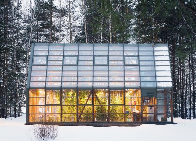 Pirogovo Greenhouse, Totan Kuzembaev Architects, Pirogovo Resort, greenhouses, organic food, wood building, Russian architecture, phyto lamps, glass houses