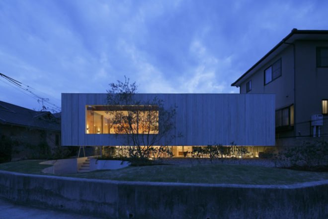Pit House Okayama, UID Architects, Japan architecture, floating houses, underground homes, cedar clad houses, sustainable architecture, green home