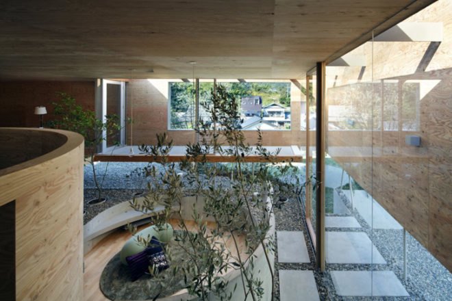 Pit House Okayama, UID Architects, Japan architecture, floating houses, underground homes, cedar clad houses, sustainable architecture, green home