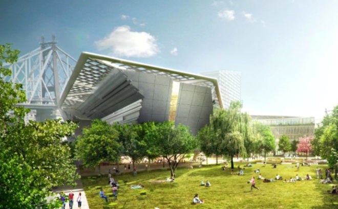 Proposed Cornell NYC Campus, Cornell Tech, Roosevelt Island, SOM, Morphosis, net zero campus