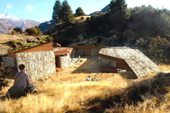World Architecture Festival, 2012, RTA Studio, C3 House, New Zealand, Auckland, Wanaka, Carbon-neutral house, rural, sustainable, rammed earth, energy efficient, gabion