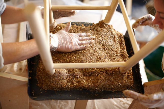 Well Proven Chair, Marjan Van Aubel, Jamie Shaw, recyclable materials, recycled furniture, wood waste, green furniture, green design, eco-friendly chair, London designers