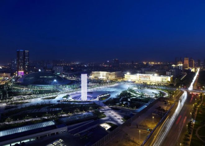 Tower of Ring, LED Light, LED Tower, Eastern Design, Tianjin China, Kawaguchi & Engineers, Daireido, Green Lighting