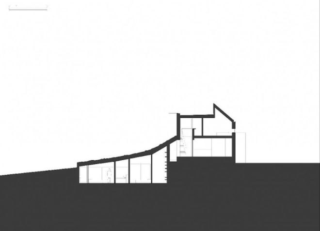Wales, Longhouse, Featherstone Young, Hovering House, Ty-Hedfan, Brecon Beacons National Park, cantilever, green roof, skylights, green design, sustainable design, eco-design
