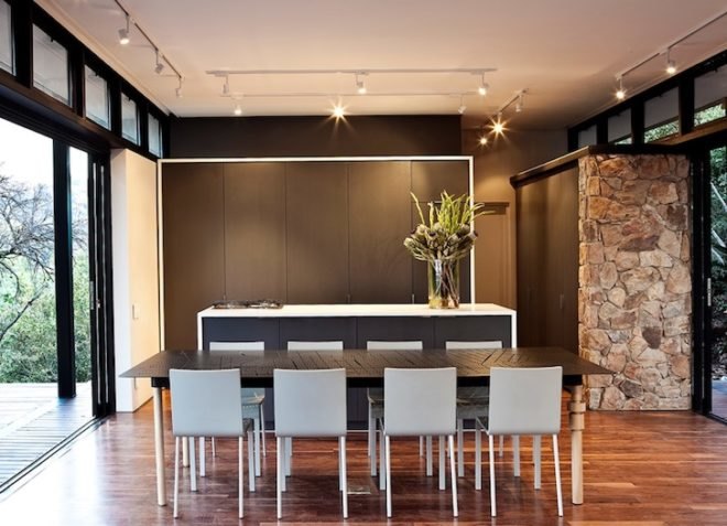 local materials, westcliff pavilion, johannesburg, south africa, prefab construction, floating stone wall, local materials, small footprint, minimize site disturbance, green design, sustainable design, eco-design, GASS, steel