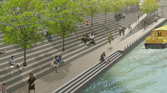 Chicago riverwalk, Chicago river, Chicago river walk, Wacker Drive, Chicago, landscape architecture