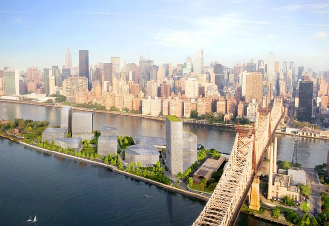 Proposed Cornell NYC Campus, Cornell Tech, Roosevelt Island, SOM, Morphosis, net zero campus