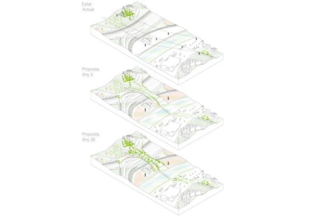 e(co)stratègia, taller Sau Arquitectura, nature bridge, barcelona, collserola mountains, landscape architecture