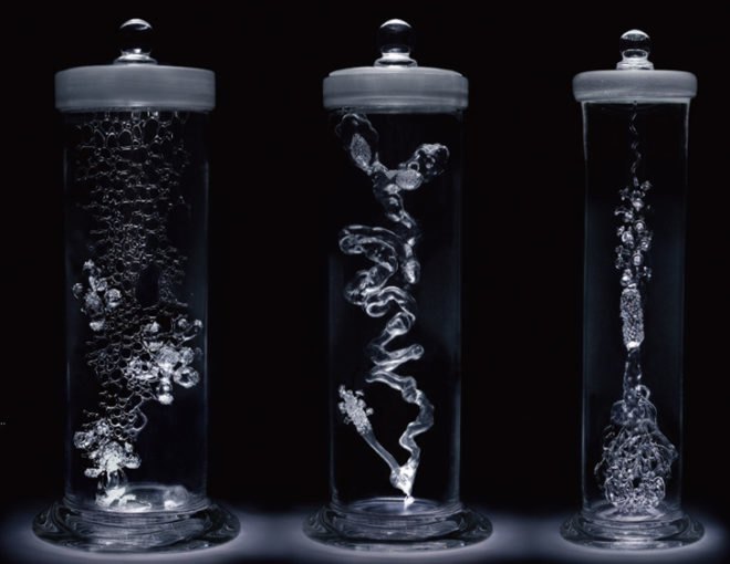 mika aoki, singing glass, sculpture, microscopic, artist, glass, blown glass