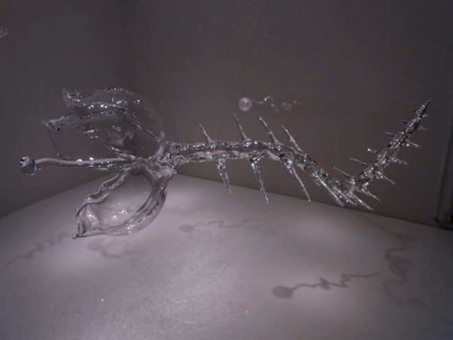 mika aoki, singing glass, sculpture, microscopic, artist, glass, blown glass