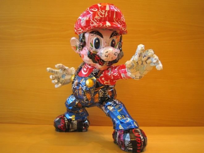 eco-art, Makaon, Japanese art, recycling, pop culture, recycled materials, green design, american pop culture, sustainable design, eco-design, Darth Vader, Batman, cans, trash