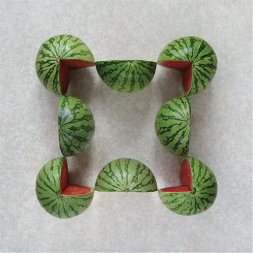Sakir Gökçebag, fruit, vegetables, geometric, photograps, art, food, watermelons