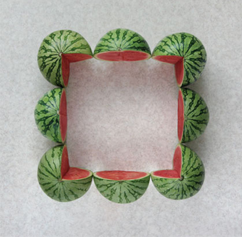 Sakir Gökçebag, fruit, vegetables, geometric, photograps, art, food, watermelons