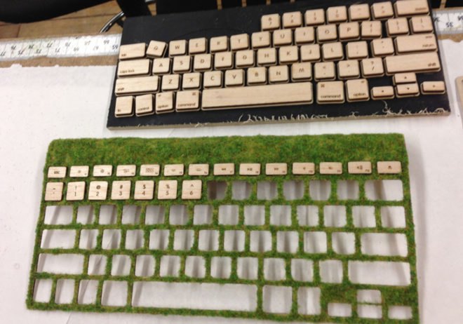 natural keyboard, robbie tilton, nyu, wood, moss, apple, wireless, deconstructed
