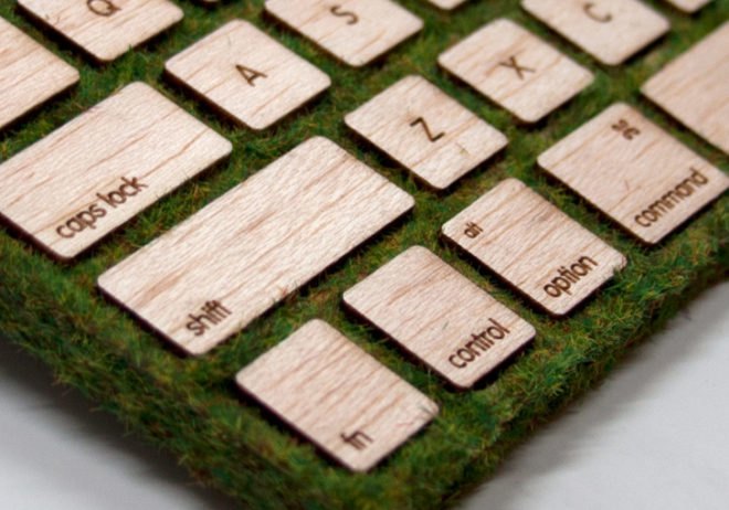 natural keyboard, robbie tilton, nyu, wood, moss, apple, wireless